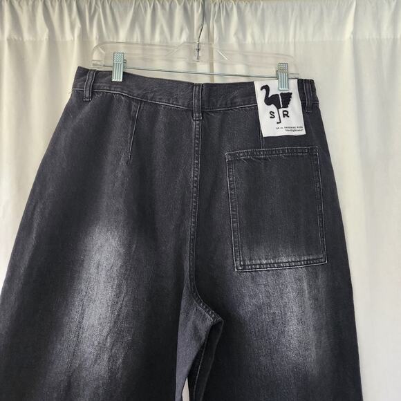 NWT Free People X Sandrine Rose Wide Leg Curve Jean Black baggy size 30 charbon - Picture 10 of 12